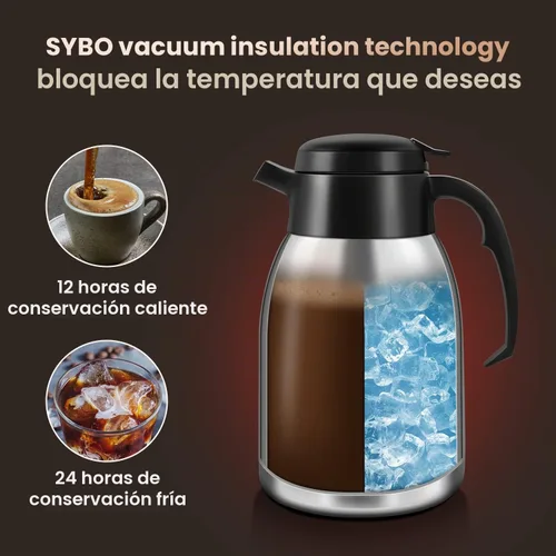 Vista 4 de SYBO Cafetera comercial de 12 tazas con jarra térmica de 74 onzas