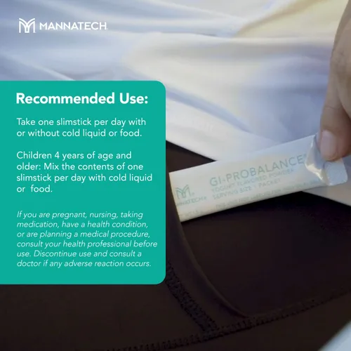 Vista 6 de Mannatech Prebióticos y probióticos, 30 slimsticks, sabor a yogur, GI-ProBalance con mezcla MannaBiótica, polvo pre y probióticos para la salud