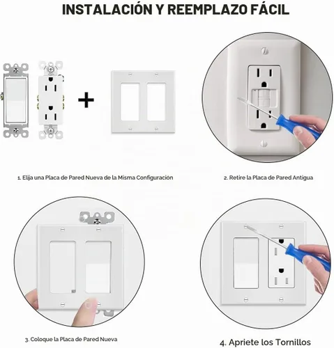 Vista 6 de Placa de pared con salida de interruptor de 2 segmentos, placa frontal eléctrica doble para interruptores de luz, interruptor inteligente