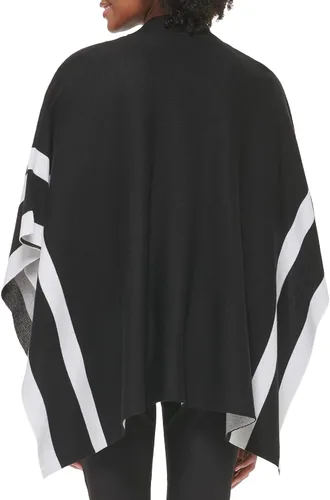 Vista 4 de Calvin Klein Poncho de rayas cálidas con detalle de cremallera para mujer