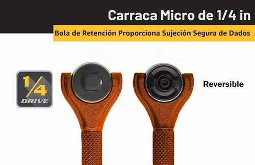 Vista 3 de Titan Tools 11322 - Destornillador con trinquete micro de 1/4 de pulgada x 4 pulgadas y 90 dientes - Naranja