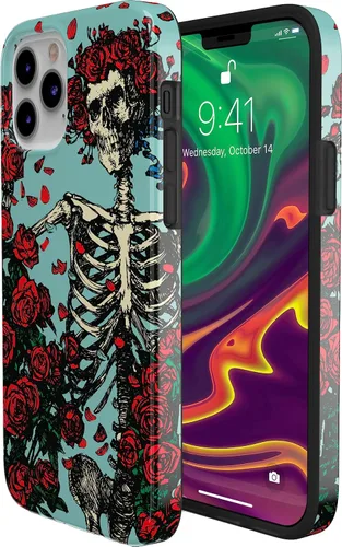 Vista 6 de Casely Funda para iPhone 11 Pro Forever Grateful Grateful Dead Skeleton Floral Diseño clásico ultra delgado