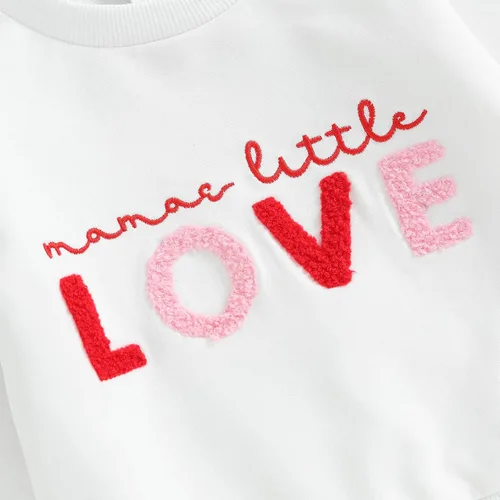 Vista 5 de SOLILOQUY Traje de San Valentín para bebé, niña, niño, amor, estampado de corazón, sudadera de manga larga, sudadera de otoño para bebé