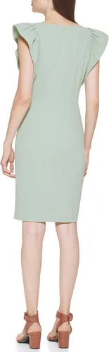 Vista 4 de Calvin Klein Vestido tubo hasta la rodilla con mangas aleteadas para mujer