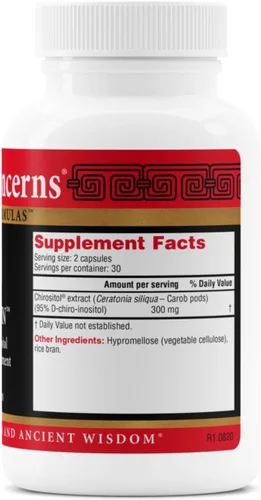 Vista 2 de Chiroin D-Chiro Inositol Cápsula Suplemento – Azúcar en la sangre & Apoyo al metabolismo de lípidos – Extracto de quirositol – 60 cápsulas, 300 mg