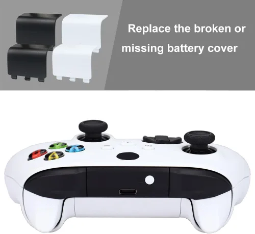 Vista 4 de Battery Cover for Xbox Series X, for Xbox Series S Controller, Replacement Battery Back Door Lid Batteries Caps Shell Repair for Xbox Core