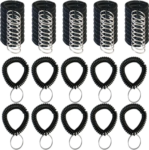 Vista 13 de Colorido llavero de bobina de muñeca pulsera en espiral llavero pulsera titular de la llave para piscina gimnasio identificación insignia
