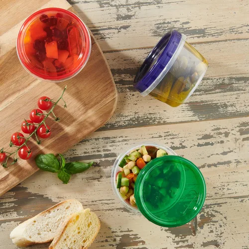 Vista 3 de ELEGANTES DESECHABLES Contenedores de almacenamiento de alimentos con tapa giratoria de plástico de 16 onzas, paquete de 12