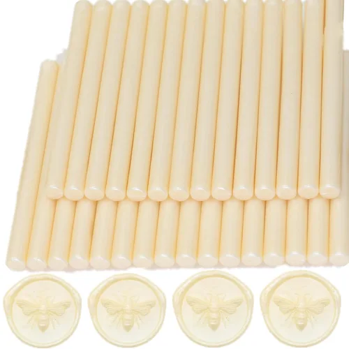 Vista 16 de 30 barras de sellado de cera de bronce, 30 varillas de sellado de cera para sello de cera, mini pistola de cera para sellar palos de sellado, apto