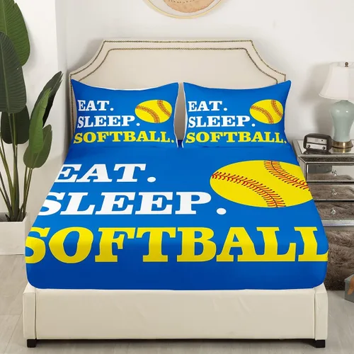 Vista 122 de Feelyou Juego de sábanas de béisbol para niños, juego de sábanas con temática deportiva de pelota, tamaño individual, para niños, adolescentes