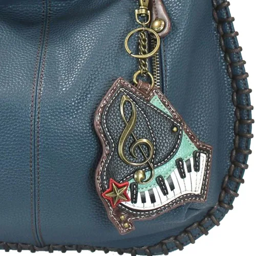 Vista 3 de Chala Bolsos de mano estilo casual suave con hombro grande o bolso cruzado con llavero color azul marino Búho