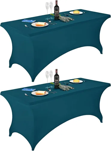 Vista 114 de FORLIFE - Funda de mesa de elastano, mantel ajustado de 4 pies para mesas rectangulares, funda elástica para patio, universal para bodas, banquetes