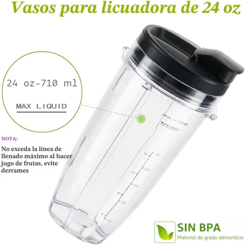 Vista 4 de Cuchilla de licuadora de repuesto y vasos de 24 onzas para accesorios Ninja, solo compatible con Nutri Ninja Foodi Power Blender SS150, SS151