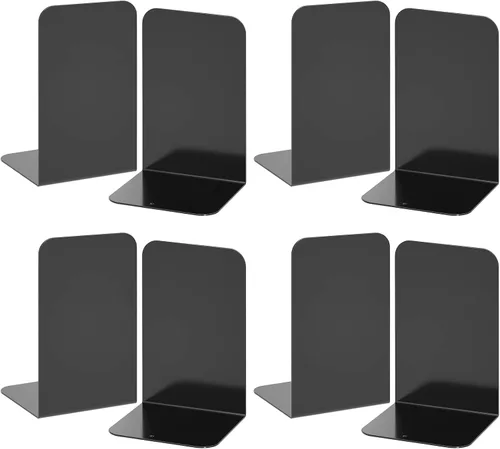 Vista 14 de VFINE Sujetalibros 1 par, extremos de libros de metal negro, sujetalibros pesados para estantes, tapón de libro para libros pesados, organizador