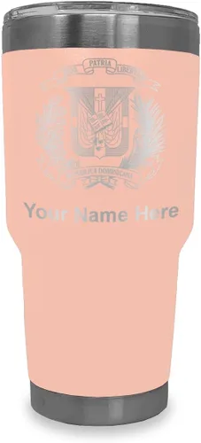 Vista 8 de LaserGram Taza aislada al vacío de 20 onzas, escudo de armas, República Dominicana, grabado personalizado incluido (gris)