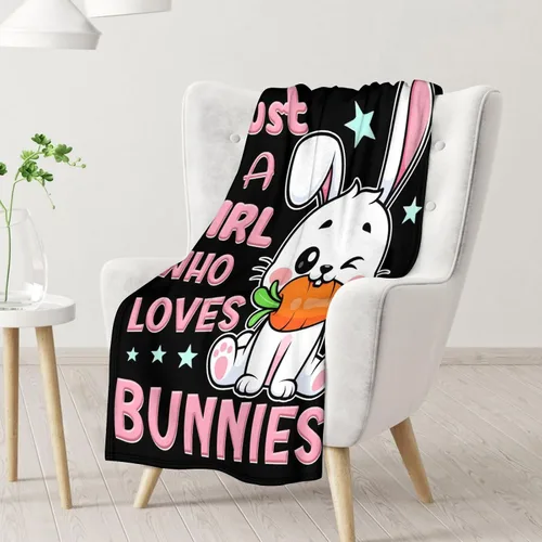 Vista 2 de Manta de conejo para regalar – Manta de 40 x 30 pulgadas para niños y niñas, manta negra suave y mullida para regazo y silla