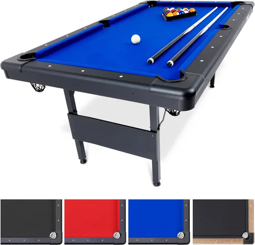 Vista 12 de GoSports 6, 7, or 8 ft Portable Billiards Tables - No Assembly, Includes Set of Balls, 2 Cue Sticks, Chalk, Felt Brush