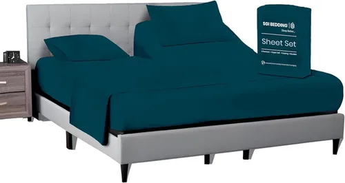 Vista 10 de SGI bedding Sábana Queen de 28" con Parte Superior Dividida Flex Head, 100% Algodón Egipcio, Cuenta de Hilos 1000, Sábana Superior Flex para Cama