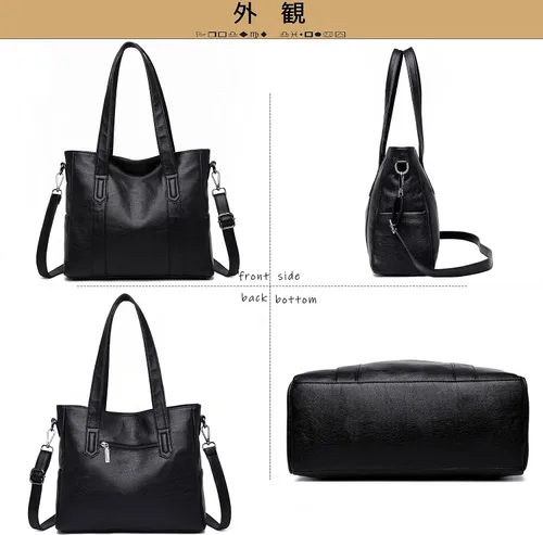 Vista 3 de FSD.WG Bolsos grandes de cuero para mujer, con asa superior, bolsa de hombro