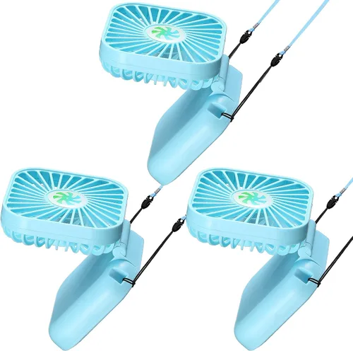 Vista 11 de Hortsun 3 piezas de ventilador portátil de collar a granel, mini ventilador de mano personal recargable por USB, pequeños regalos de refrigeración