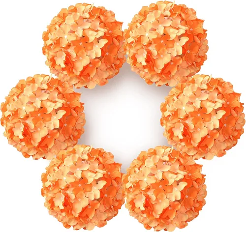 Vista 6 de DuHouse Hortensias artificiales de seda con tallos, hortensias falsas para bricolaje, centro de mesa de boda, decoración del hogar, paquete de 6