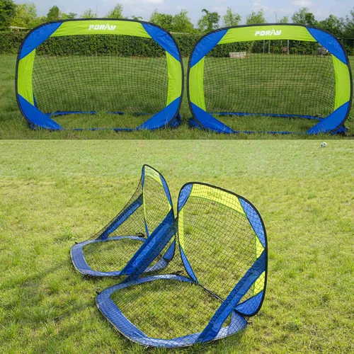 Vista 7 de Porayhut Juegos de portería de fútbol y pelotas desplegables para entrenamiento, juego de 2, fácil montaje con bolsa de transporte compacta, regalo