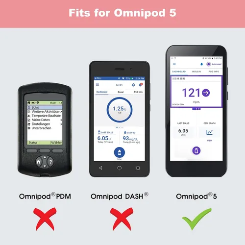 Vista 2 de Funda de silicona para Omnipod 5, ligera, a prueba de golpes, antideslizante, funda protectora de gel suave con bisel elevado para dispositivos Rojo