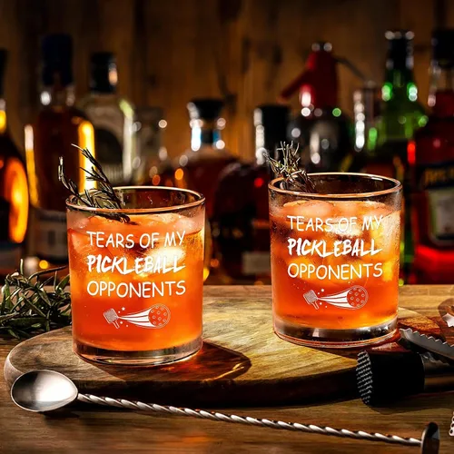 Vista 4 de Futtumy Tears of My Pickleball Opponents - Vaso de whisky, divertidos regalos de pickleball para hombres, amigos, amantes del pickleball
