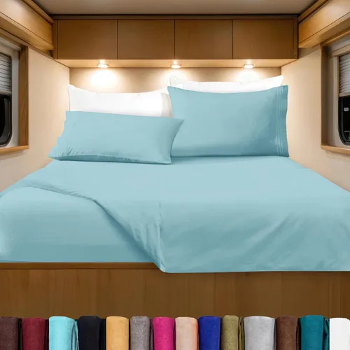 Vista 83 de Elegant Comfort Lujoso juego de sábanas de microfibra de alta calidad 1500 hoteleras bordadas de tres líneas más suaves de 4 piezas, resistente a