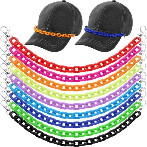 Vista 8 de Geyoga 9 unidades de cadenas para sombrero de camionero, dijes de sombrero de camionero para mujeres y hombres, decoración de billetes, cadena