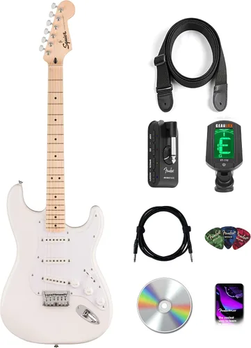 Vista 22 de Fender Squier Sonic Stratocaster HT H - Paquete Negro con Afinador, Correa, Púas y DVD de Guitarra Austin Bazaar Negro HT H