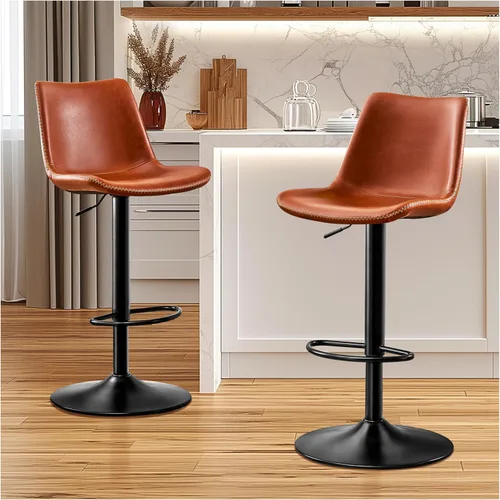 Vista 12 de STOOLINK Taburete de Bar Moderno Extra Grande con Asiento de Cuero de Microfibra - Altura Ajustable, Ergonómico de Servicio Pesado, Conjunto de Negro