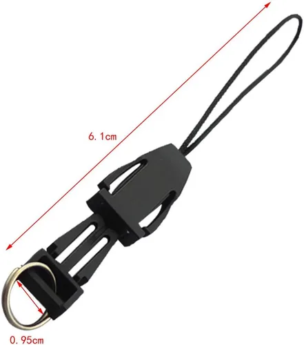 Vista 2 de 100 PCS - Correa de muñeca desmontable de plástico Lariat Handy 4 teléfono llavero plano, Negro