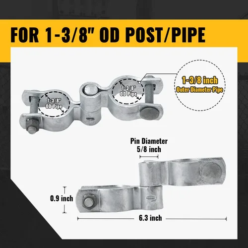 Vista 6 de VIVIDA Kit de bisagra de puerta de enlace de cadena de 1-3/8", incluye bisagra de puerta macho y hembra, pestillo de horquilla de valla de 1-3/8