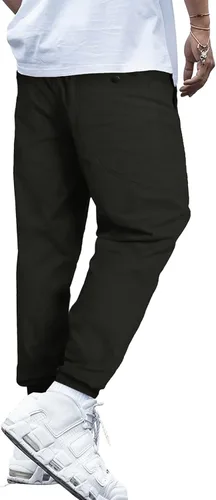 Vista 2 de JMIERR Pantalones deportivos casuales para hombre, con cordón elástico en la cintura con letras gráficas, para senderismo, al aire libre, pantalones