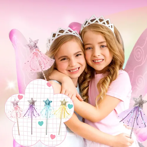 Vista 5 de Mezchi 12 varitas de princesa para niñas pequeñas, varita mágica de 12 pulgadas para niños, varita de hadas con purpurina, varitas de princesa