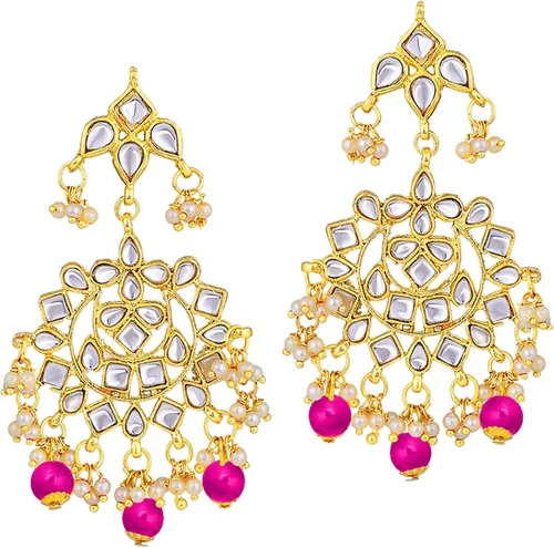 Vista 6 de Aheli Elegant Indian Faux Kundan Studded Choker Necklace with Maang Tikka Earrings Set Ethnic Wedding Festive Wear Fashion Jewelry for Women, Girls