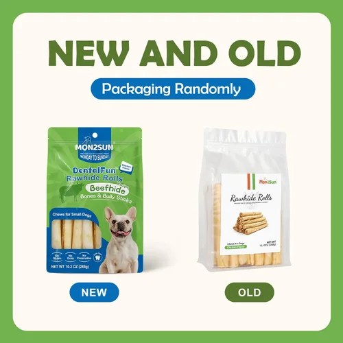 Vista 8 de MON2SUN Rollos de rawhide para perro con forma de Twist Sticks de 6.5 pulgadas, golosinas masticables sabor pollo, 18 unidades para cachorros