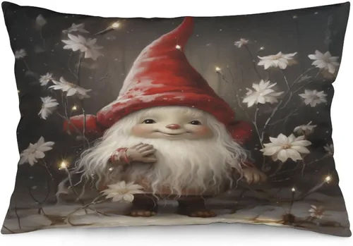 Vista 18 de Funda de almohada con escena de pueblo navideño con niños, fundas de almohada de 12 x 20 pulgadas, almohadas decorativas de Navidad para sofá, funda