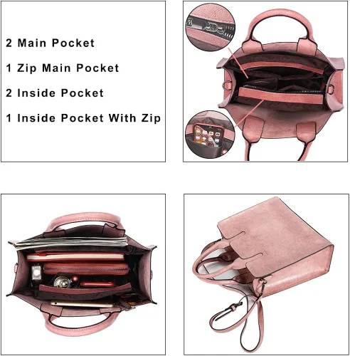 Vista 4 de Xiazuo Bolsos Hobo para mujer, bolso cuadrado de piel sintética para mujer, con correa ajustable