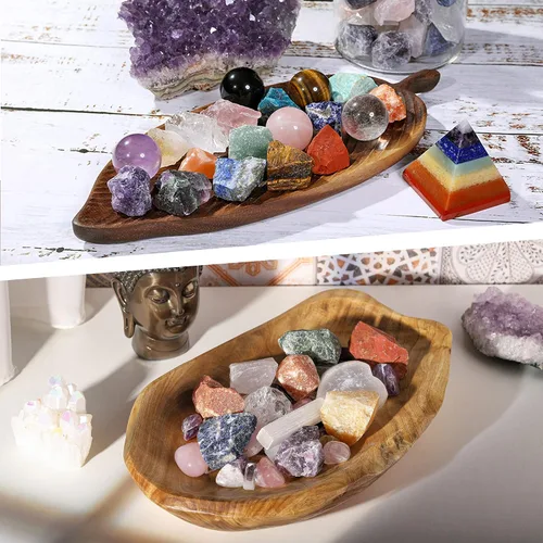 Vista 5 de Top Plaza Paquete - 2 artículos: cristales curativos de amatista a granel Piedras ásperas y piedras de cristal de fluorita a granel
