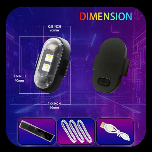 Vista 5 de 8 luces estroboscópicas LED inalámbricas para aeronaves con control remoto, 8 colores impermeables anticolisión luces de advertencia que se iluminan