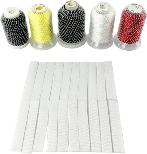 Vista 8 de 100 piezas de protector de carrete de hilo con red para diferentes tamaños de carretes/conos de hilo para bordar, coser, acolchar y serger (15x1CM)