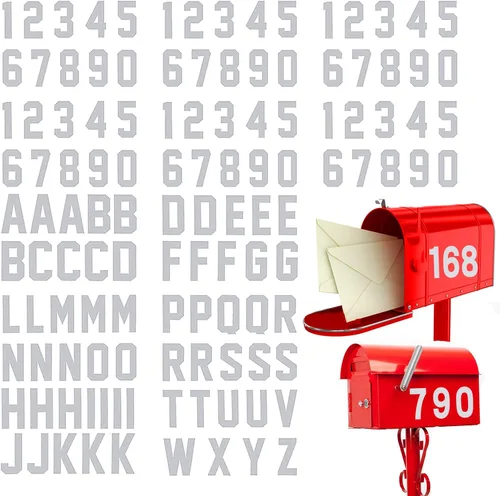 Vista 8 de 120 calcomanías reflectantes de números y letras para buzón, calcomanías autoadhesivas de 2 pulgadas con letras mayúsculas, calcomanías digitales