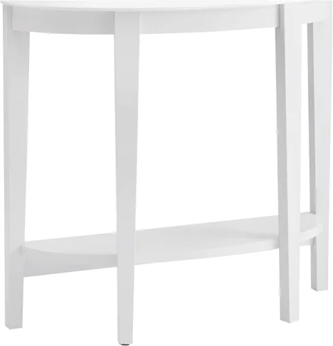 Vista 15 de Homes: Inside + Out Payne - Moderna consola de media luna con estante de almacenamiento, muebles decorativos de entrada para sala de estar, pasillo