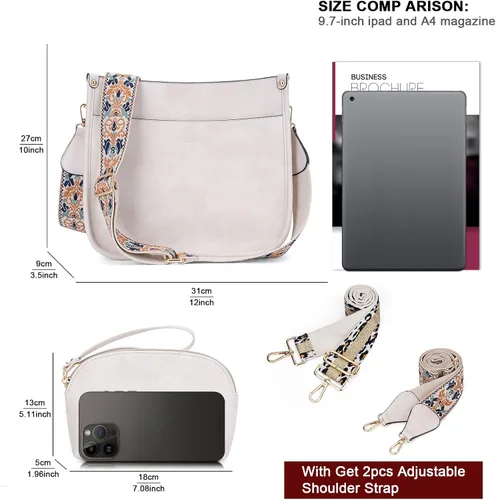 Vista 3 de HKCLUF Bolso cruzado para mujer, 2 piezas, de cuero, con 2 correas ajustables de leopardo, bolsa cruzada