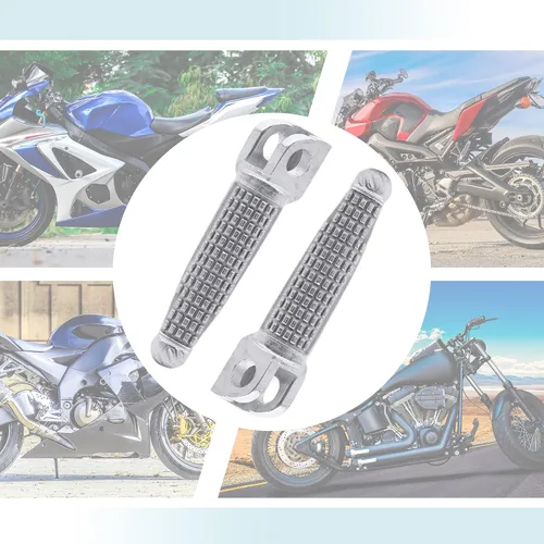Vista 5 de uxcell 1 par de aleación de aluminio de 0.472 in reposapiés de motocicleta reposapiés reposapiés Peg Bike Bicicleta Ciclismo tono plateado
