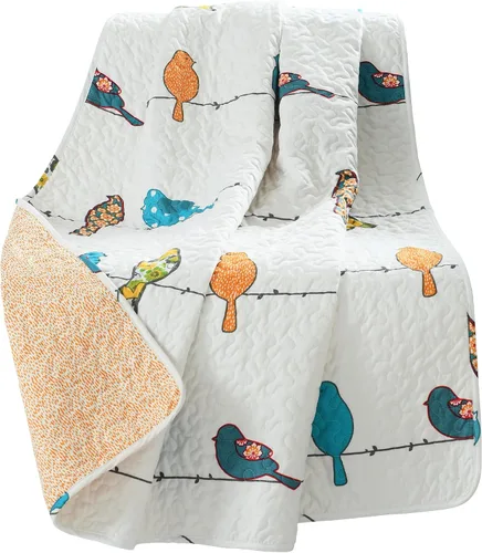 Vista 7 de Lush Decor Rowley Birds - Manta reversible de 50 pulgadas de ancho x 60 pulgadas de largo, manta múltiple para cama, manta de sofá, manta de granja