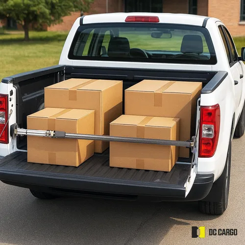 Vista 5 de DC Cargo Mall Barra de Carga Ajustable para Caja de Camioneta – Divisor de Caja de Camión de 40"-70", Estabilizador de Carga Resistente para Tundra