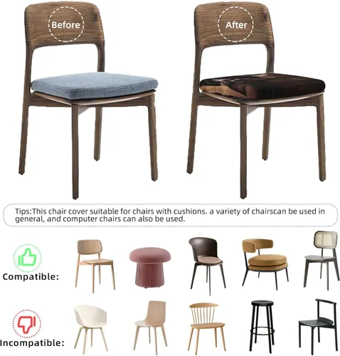 Vista 5 de Juego de 6 fundas de asiento extraíbles para sillas de comedor, de madera americana, elásticas, para bodas, fiestas, fundas de cojín, protector